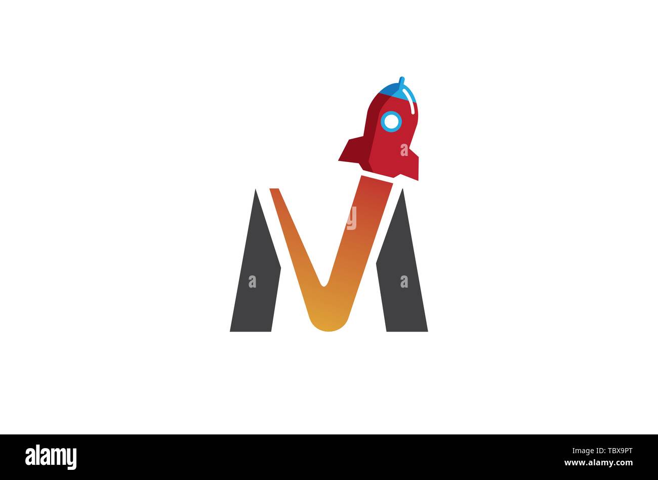 Creative Rocket M Letter Logo Symbol Vector Design Illustration Stock Vector