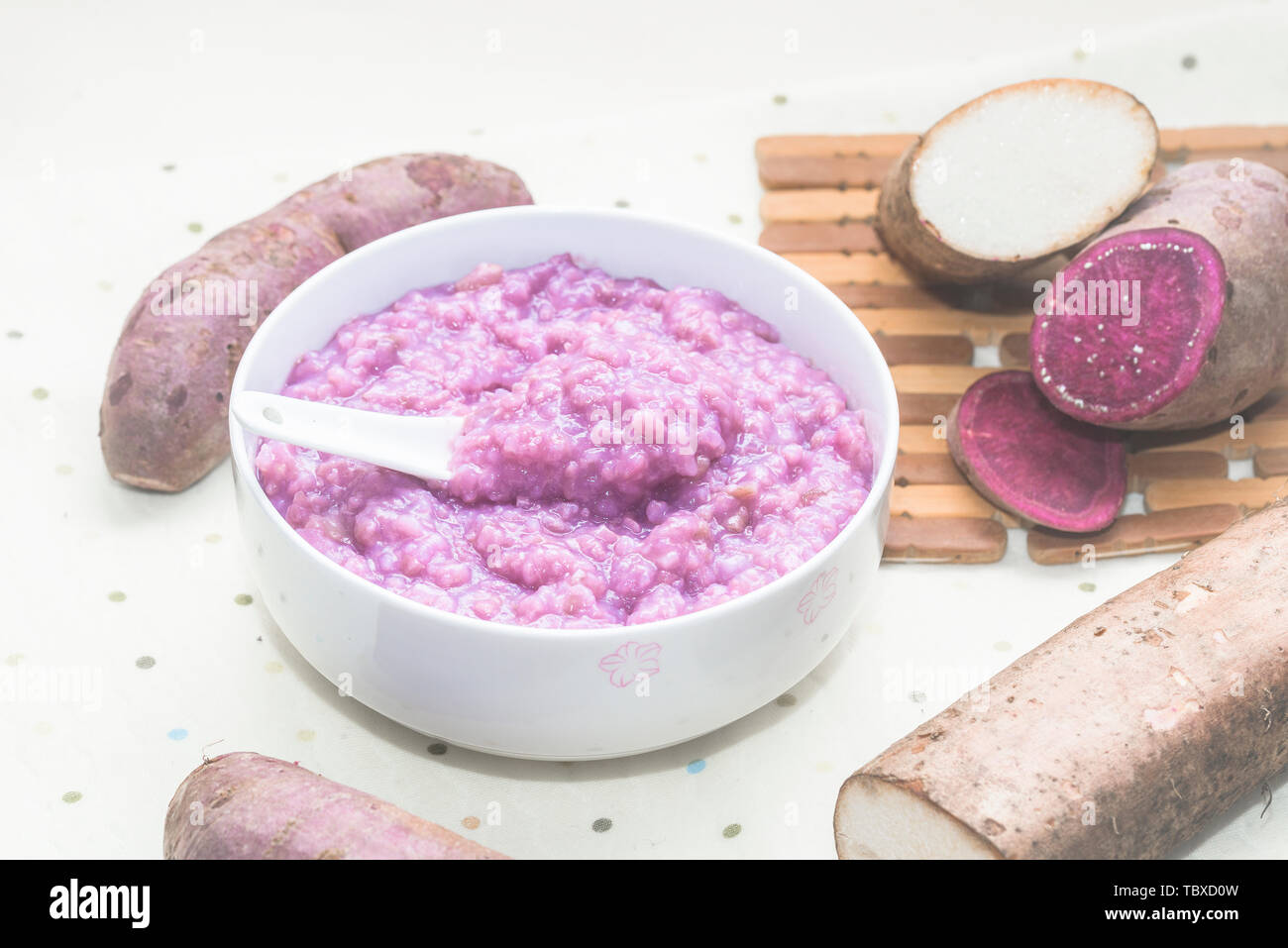 Purple potato yam porridge Stock Photo Alamy