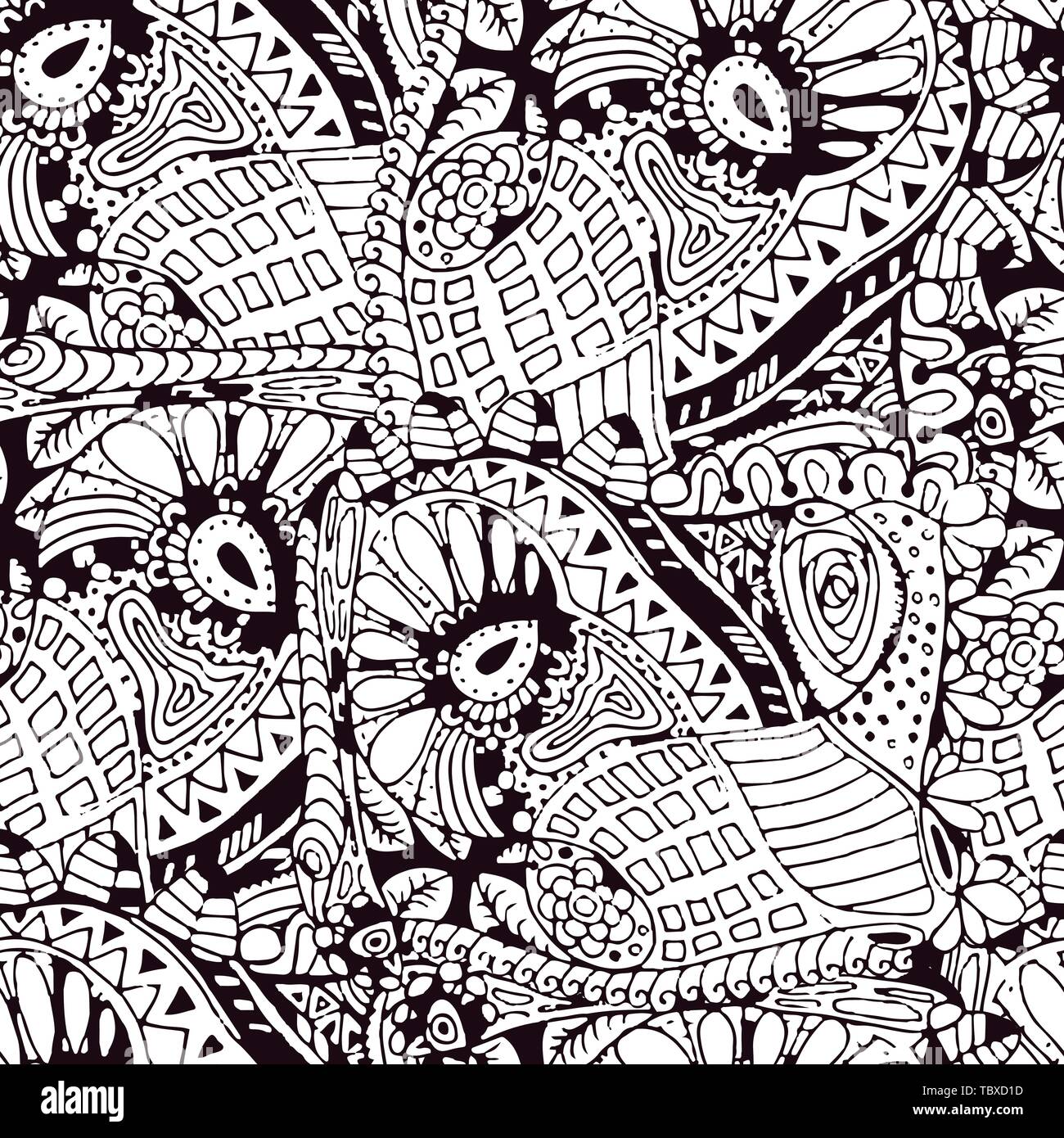 Cartoon vector doodles hand drawn seamless pattern Stock Vector Image ...