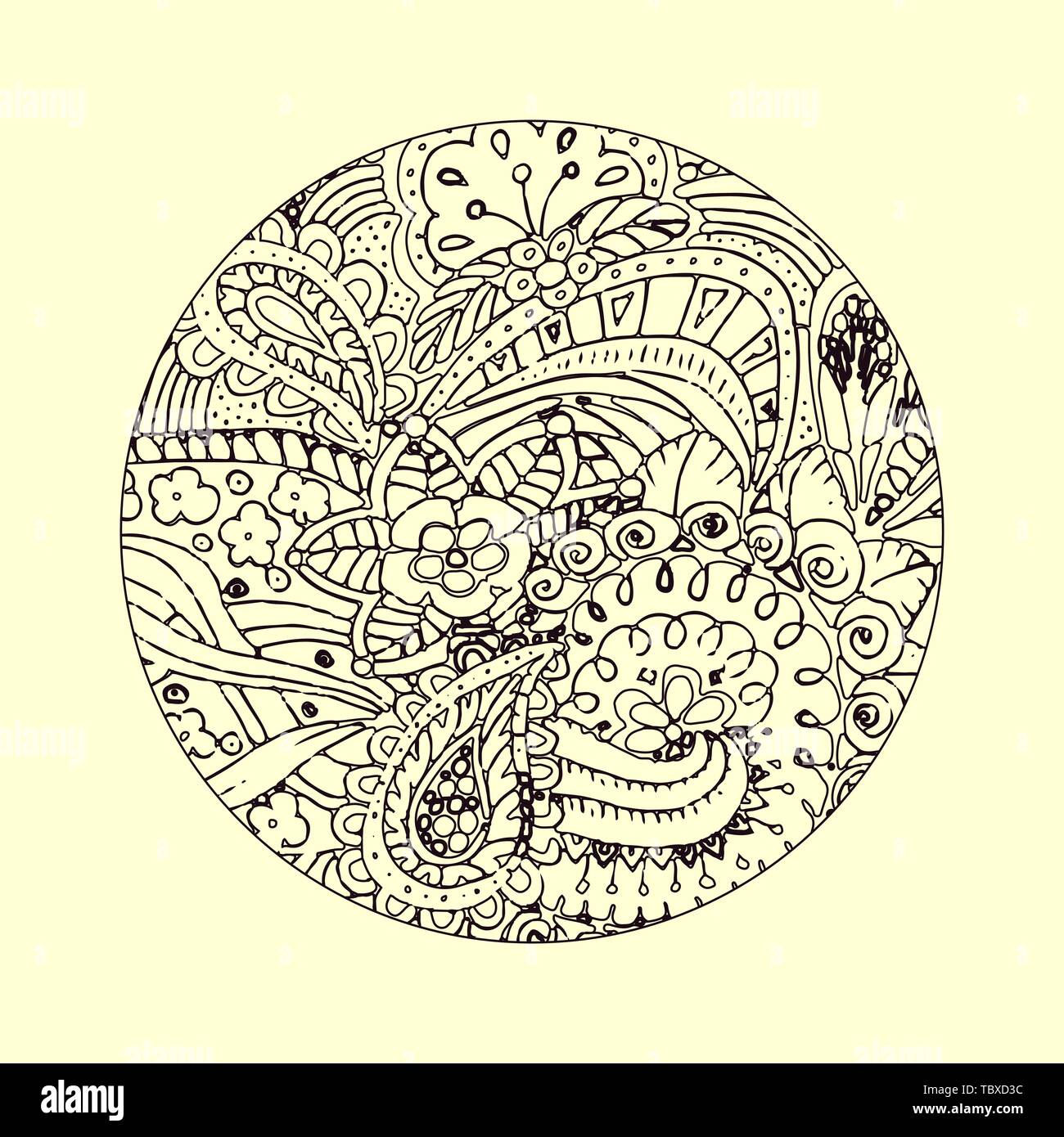 Mandala ornament. Decorative doodles in zentangle style. Vector page  template for coloring book Stock Vector Image & Art - Alamy