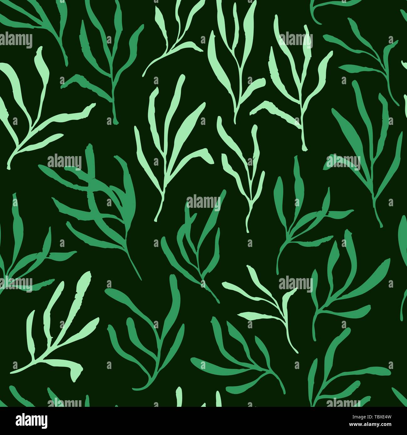 Estragon or tarragon seamless pattern therapeutic green leaf branch