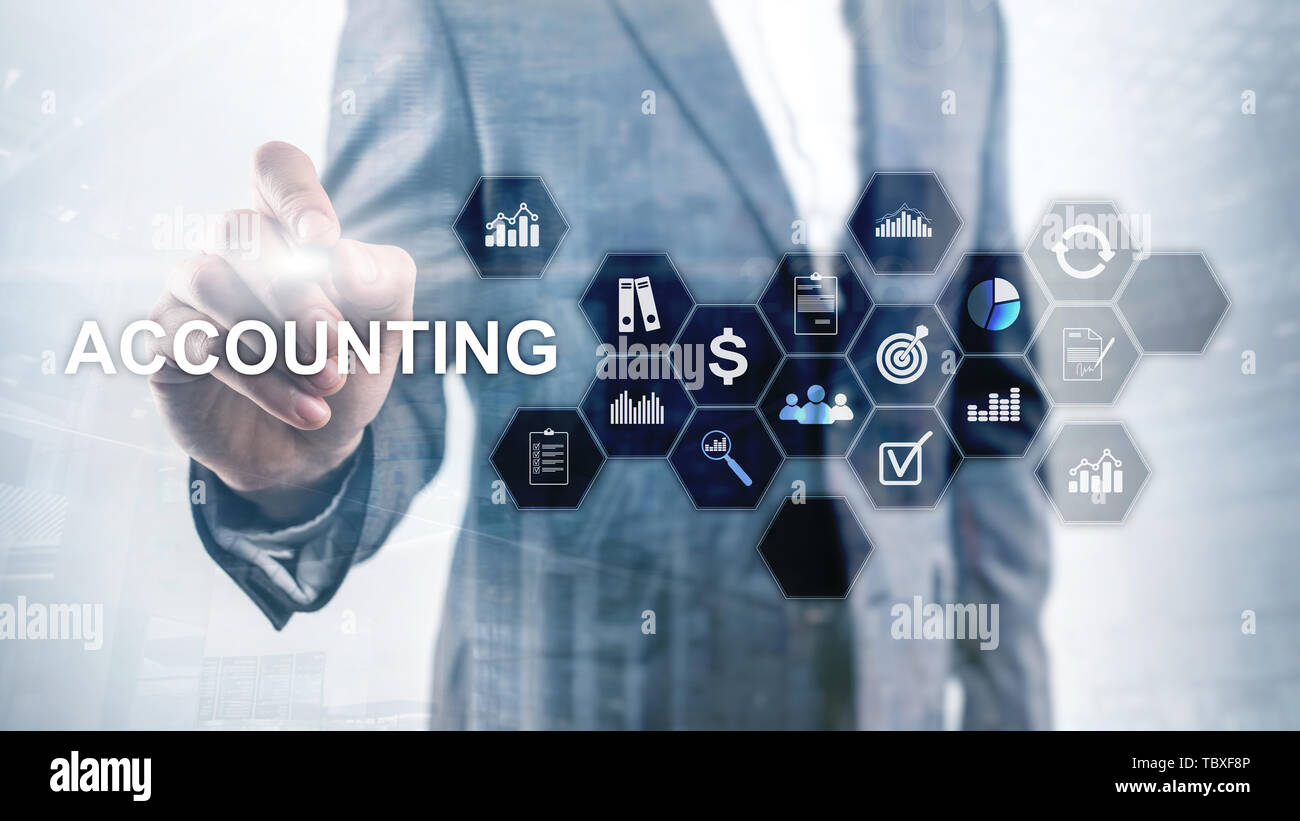 Accounting, Business and finance concept on virtual screen. Stock Photo
