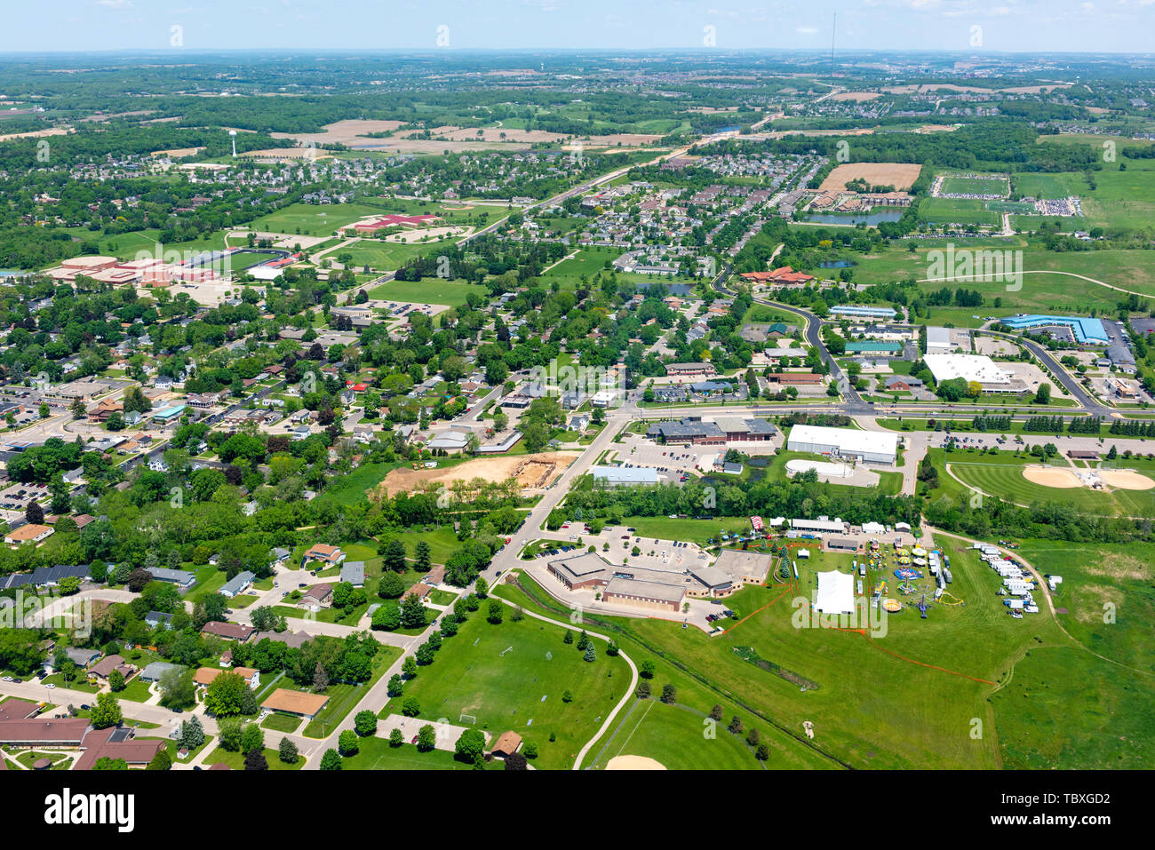 Aerial photograph of Verona's Hometown Days, a local celebration of the