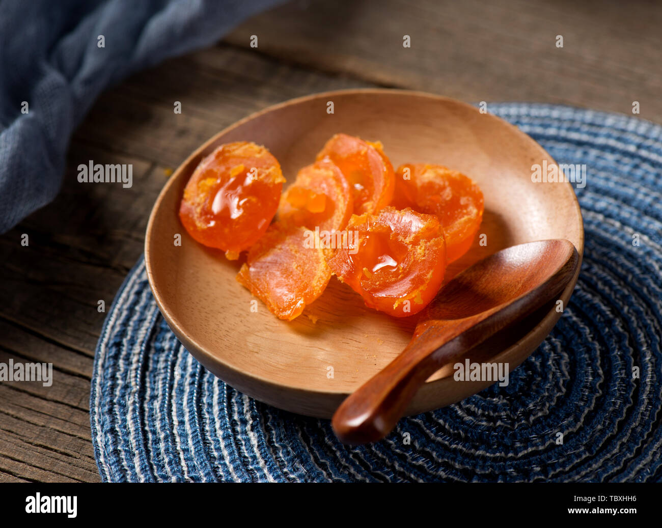Semicooked duck egg, salted yolk Stock Photo Alamy