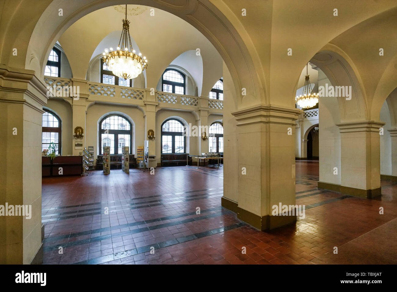 New town hall, interieur, hall ,  Leipzig, Germany Stock Photo