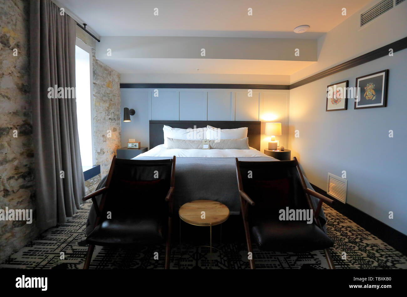 Guest room of Hotel LoRa in Stillwater.Minnesota.USA Stock Photo