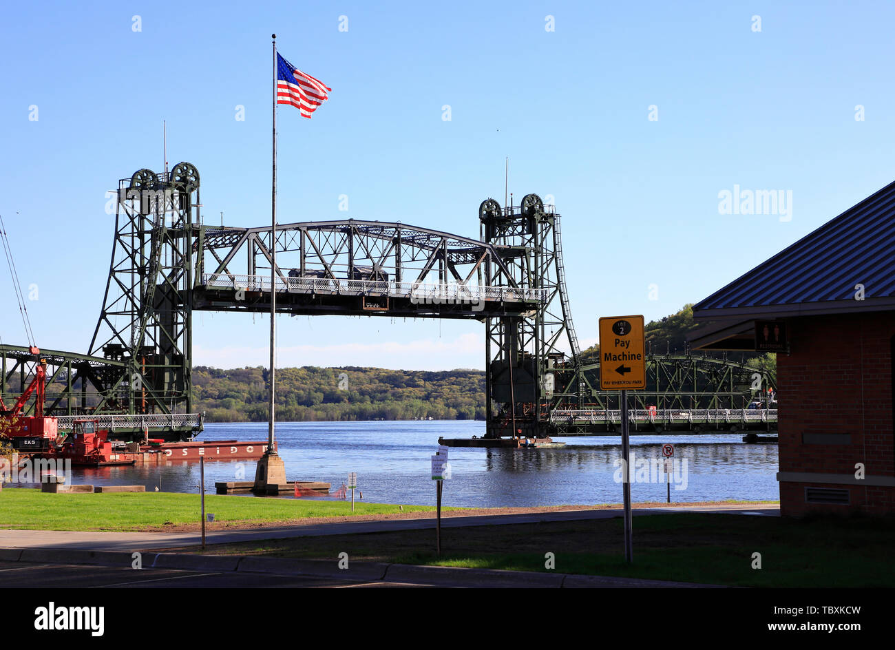 The view of Stillwater Lift Bridge over St.Croix River connecting