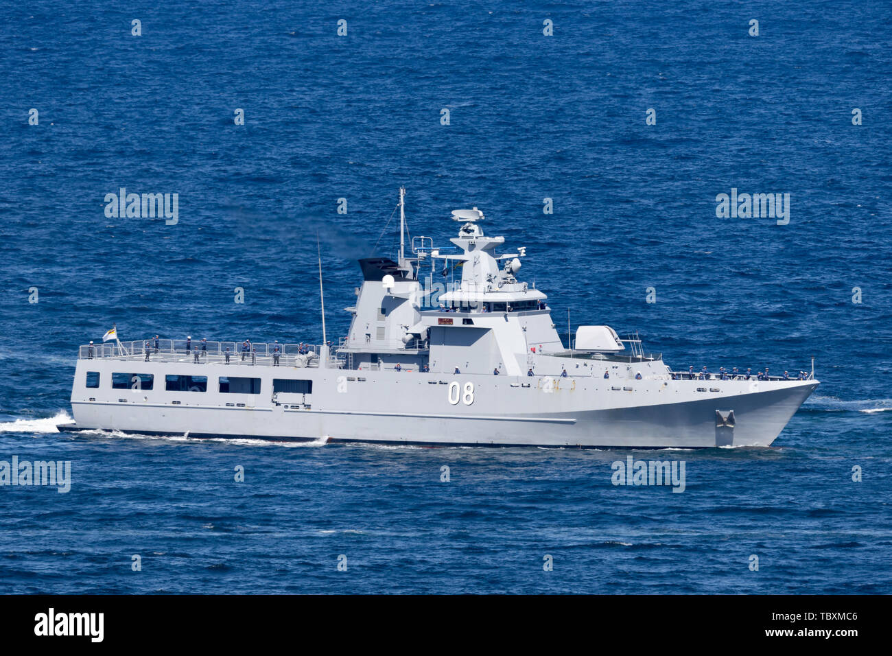 KDB Darulaman OPV-08 Darussalam-class off shore patrol vessel of the Royal Brunei Navy. Stock Photo