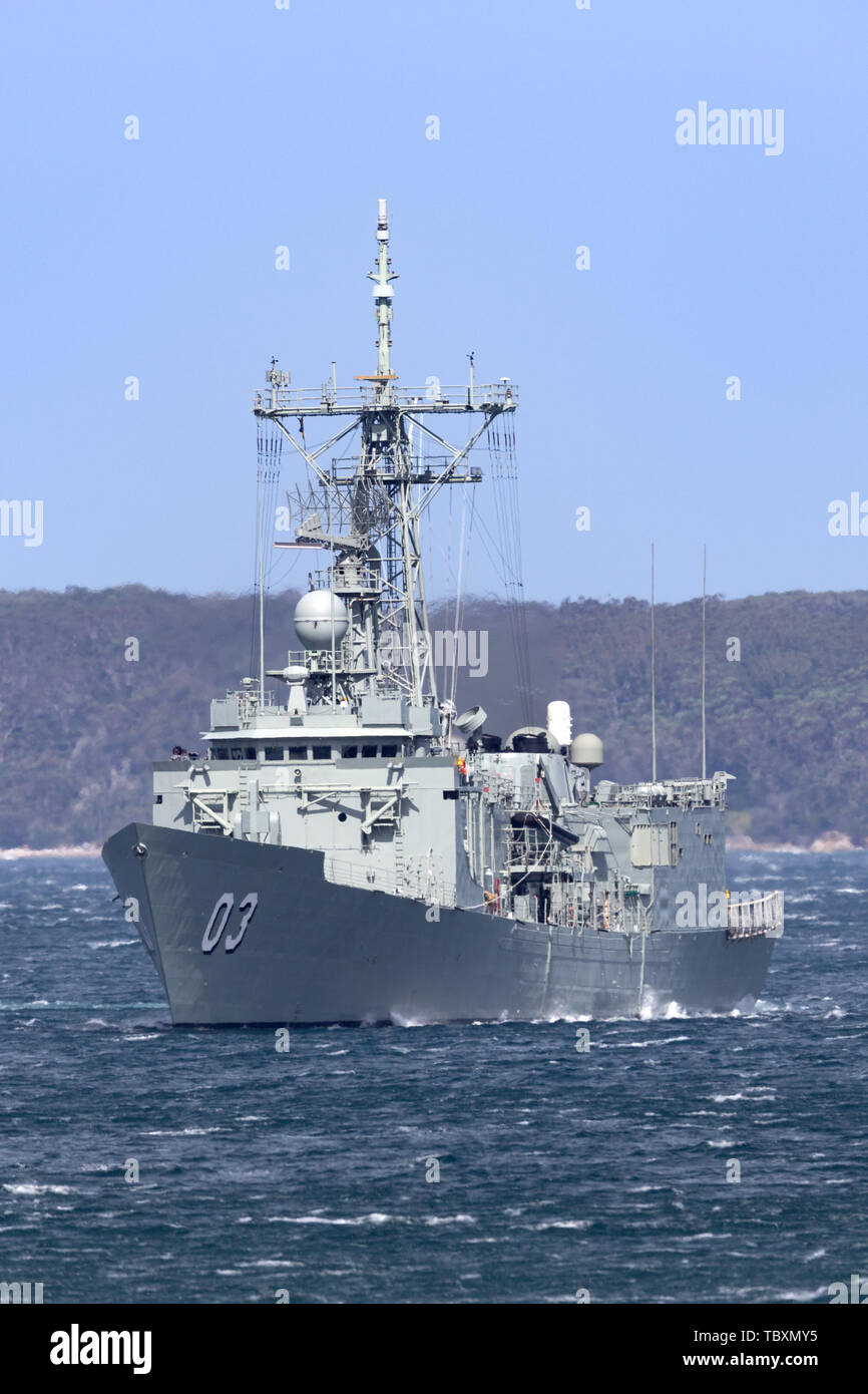 HMAS Sydney (FFG 03) Adelaide-class guided-missile frigate of the Royal Australian Navy. Stock Photo