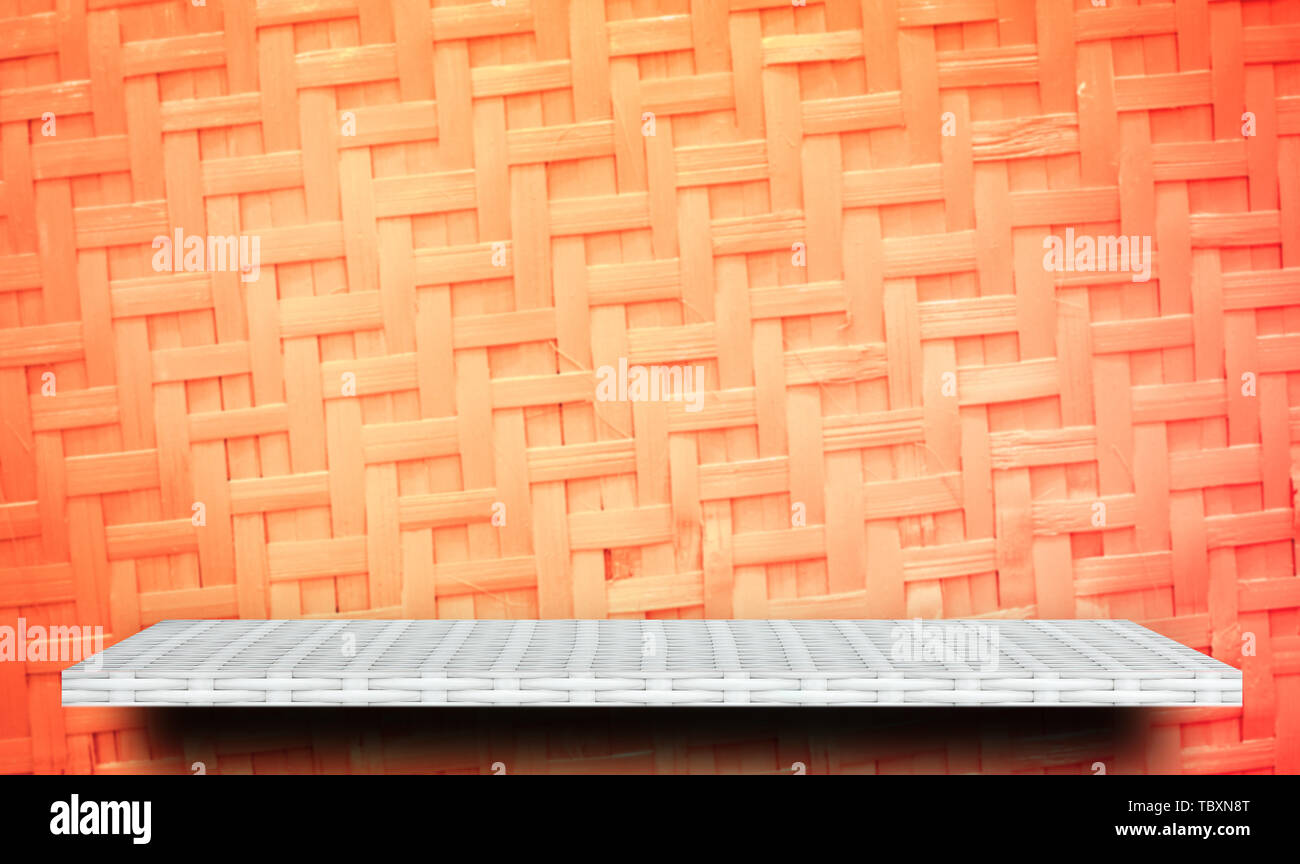 White Product display shelf on orange background Stock Photo - Alamy