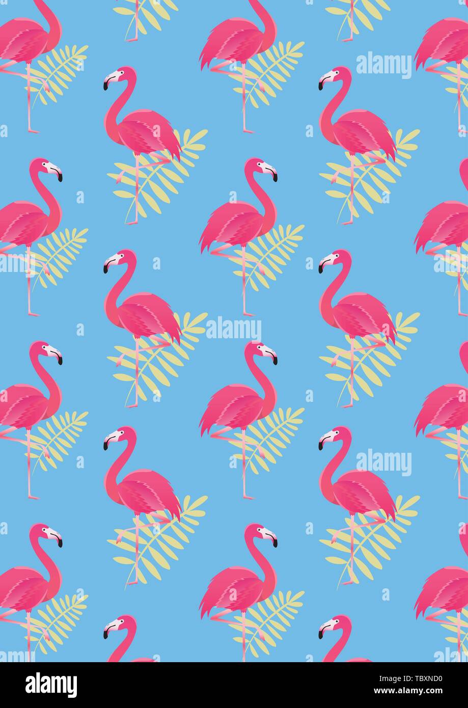 seamless flamingo background pattern vector illustration Stock Vector ...