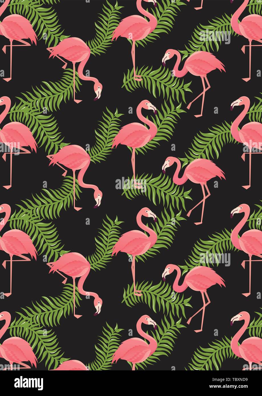 seamless flamingo background pattern vector illustration Stock Vector ...