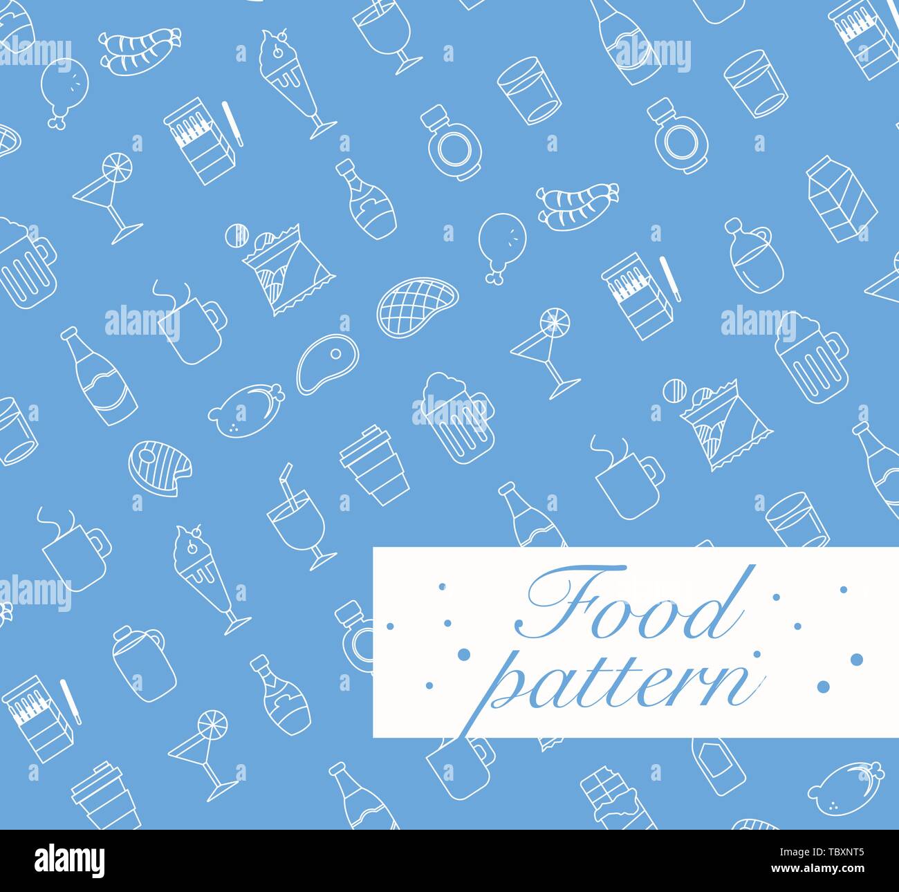 Food icons set seamless vector pattern.illustration design Stock Vector