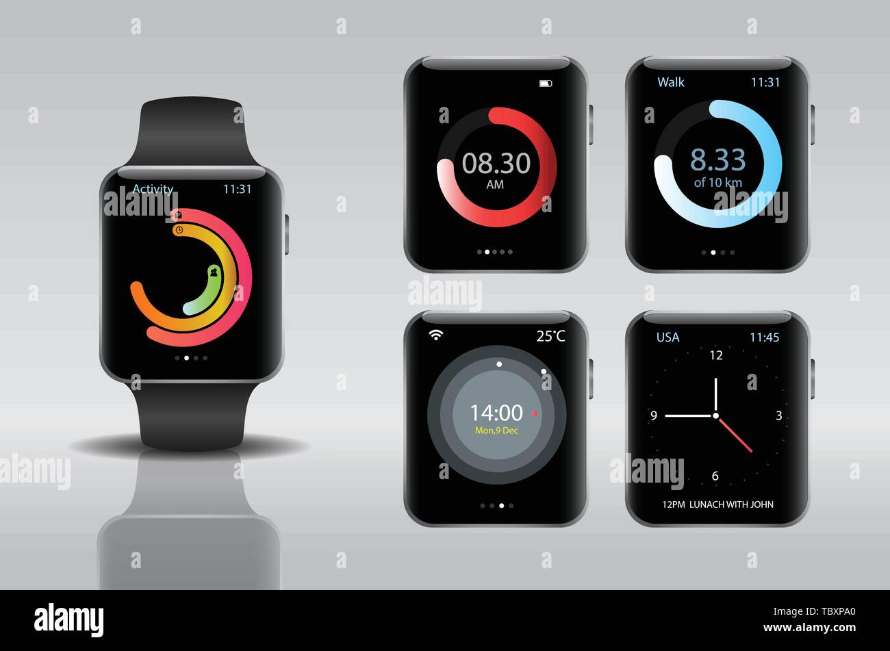 Smart electronic intelligence watch.Vector illustration Stock Vector