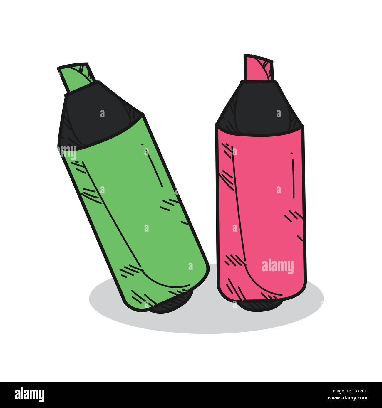 highlighter pens illustration on white background Stock Vector
