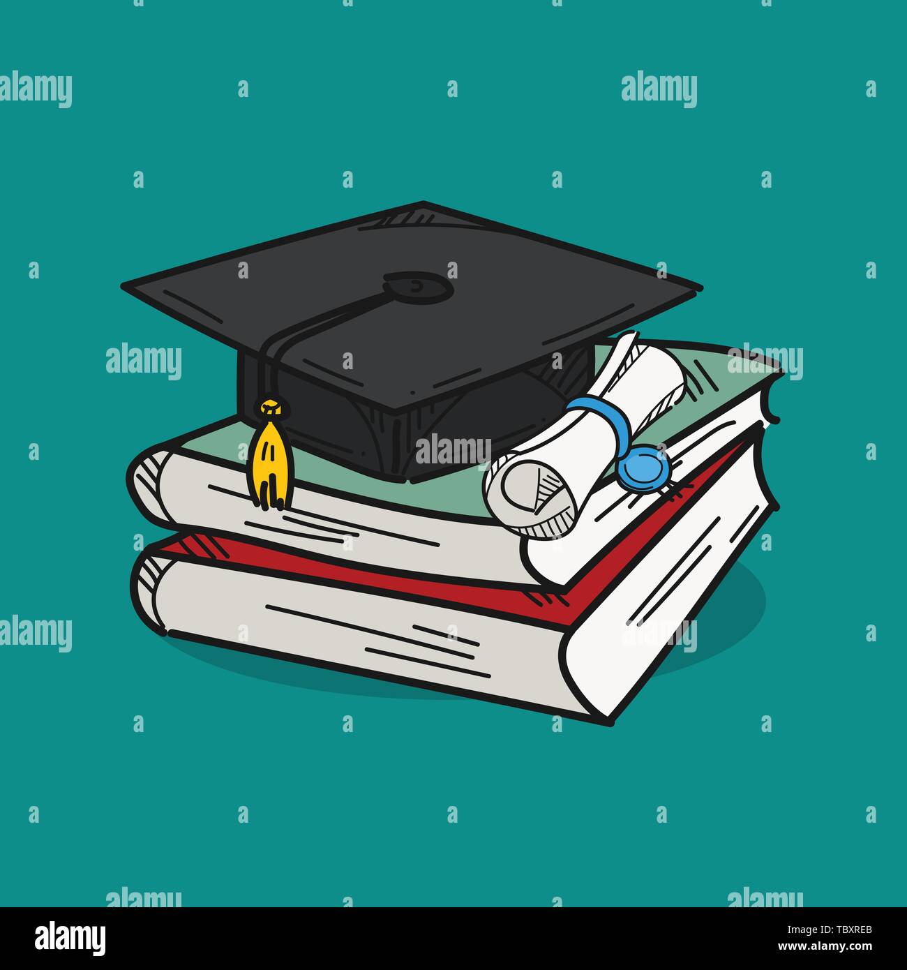 Graduation vector doodle cap Stock Vector Images - Alamy
