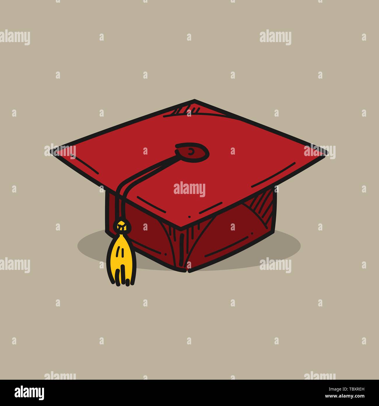 Graduation cap illustration on color background Stock Vector