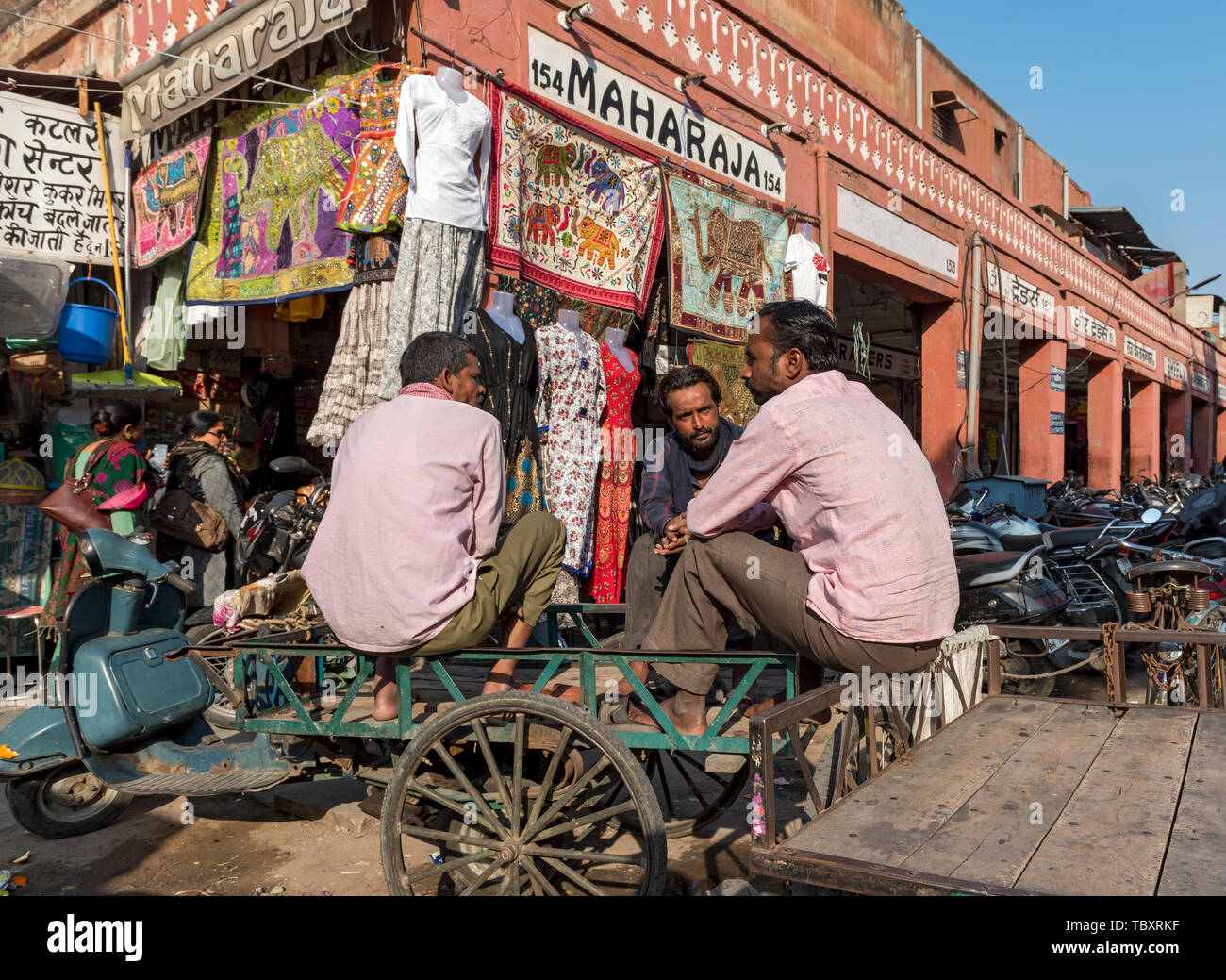 Bazaars of Old City (Pink City), Jaipur, Rajasthan, India Stock Photo
