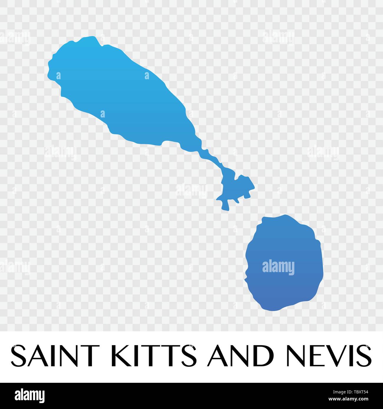 Saint Kitts and Nevis map in North America continent illustration