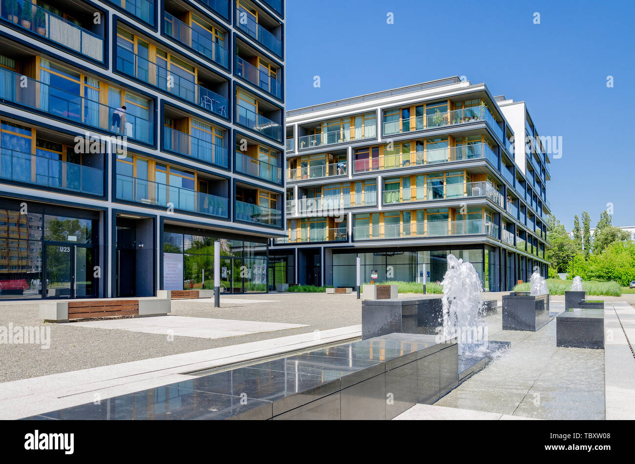 Modern housing estate in the Warsaw center. Mazovian province, Poland