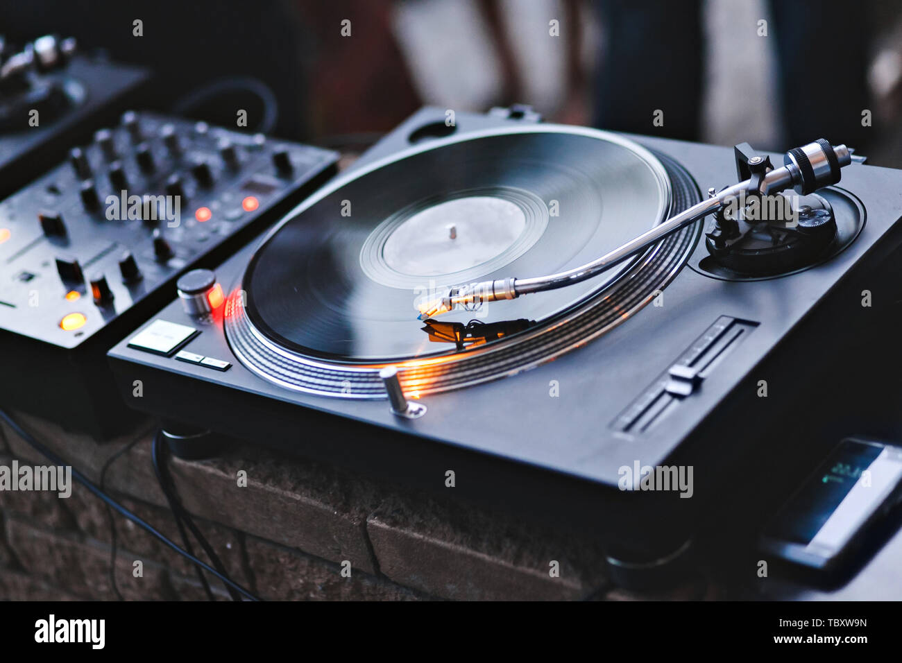 Needle On A Vinyl Record Turntable Vinyl Record Player Sound Technology For Dj To Mix And Play Music Vintage Vinyl Record Player On A Background Stock Photo Alamy