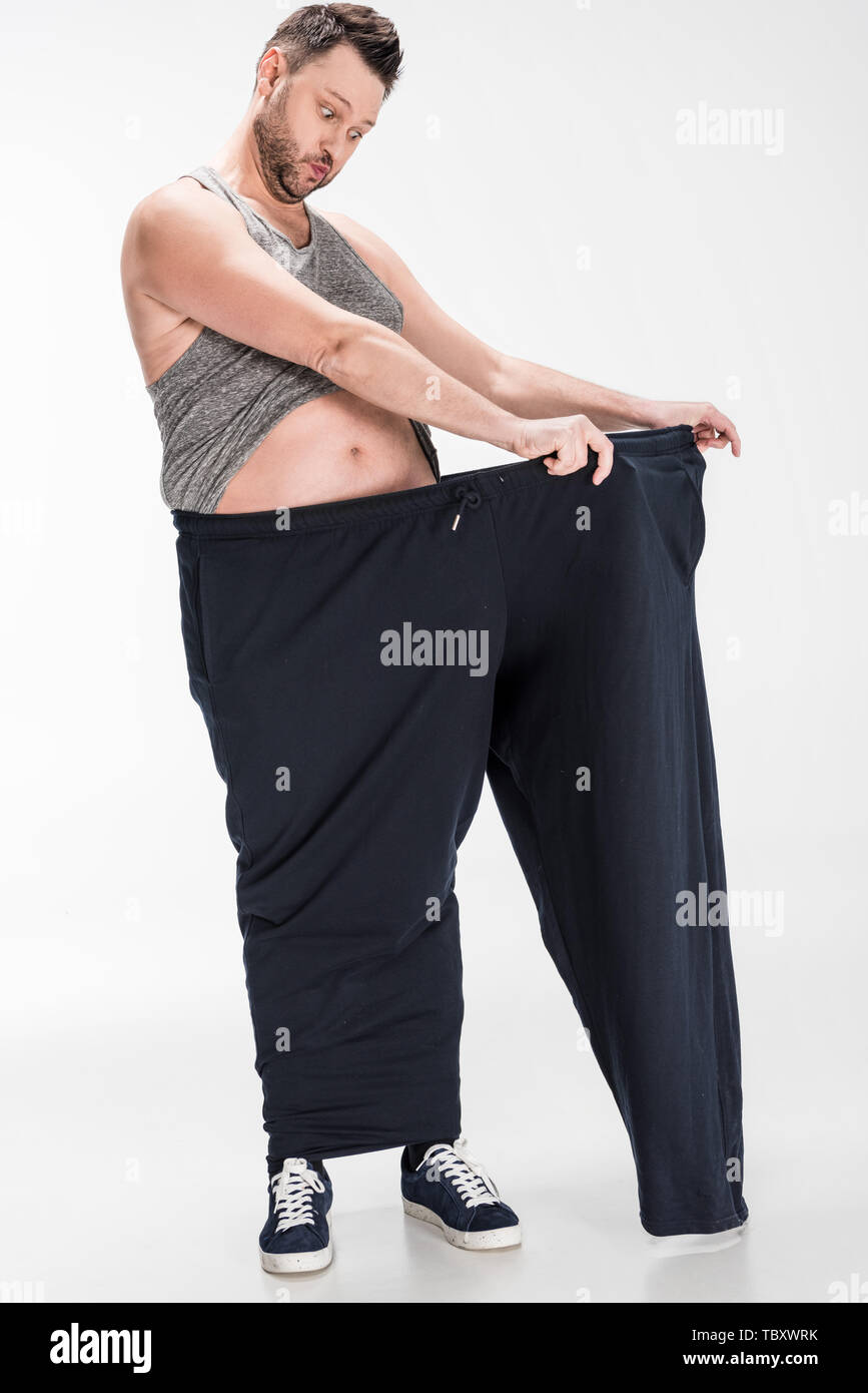 Man loss weight pants hires stock photography and images Alamy