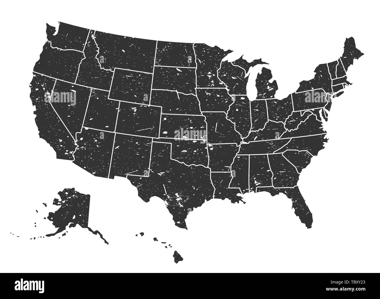 United states of america map . Grunge style . Vector . Stock Vector