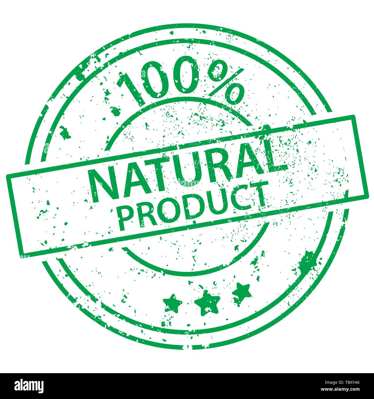 Round green stamp with the words 100% natural product on white background Stock Vector