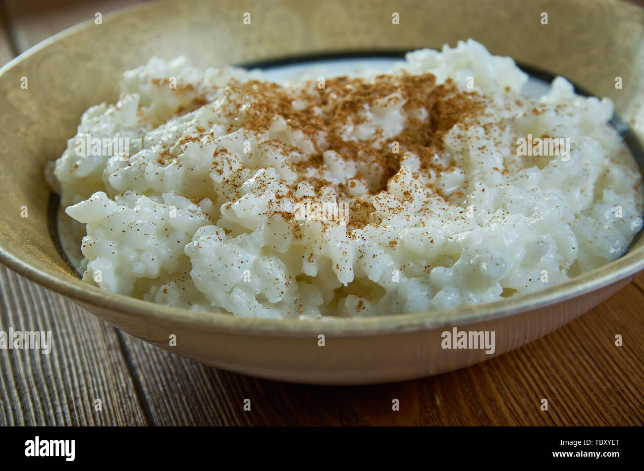 Roz Bel Laban - egyptian style rice pudding close up Stock Photo