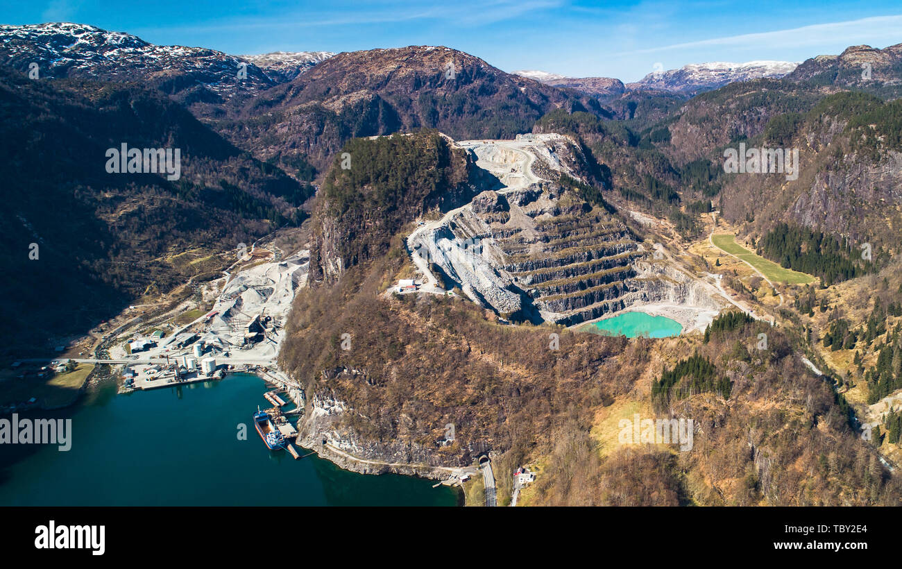 Mine pit. Hordaland, Norway. Stock Photo