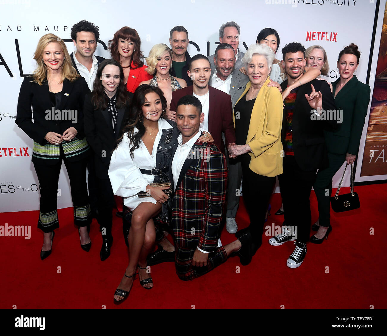 New York, USA. 3 June, 2019. Laura Linney, Luke Kirby, Ellen Page, Jen Richards, Ashley Park, Lauren Morelli, Charlie Barnett, Murray Bartlett, Garcia, Alan Poul, Michael Park, Olympia Dukakis, May Hong, Dickie Hearts, Barbara Garrick, Samantha Soule at the Armistead Maupin's 'Tales of the City' New York City Premiere at Metrograph. Credit: Steve Mack/Alamy Live News Stock Photo