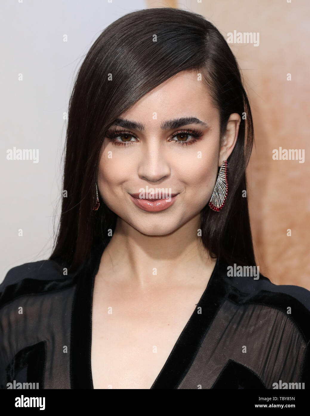 WESTWOOD, LOS ANGELES, CALIFORNIA, USA - JUNE 03: Actress Sofia Carson arrives at the Los Angeles Premiere Of Amazon Prime Video's 'Chasing Happiness' held at the Regency Bruin Theatre on June 3, 2019 in Westwood, Los Angeles, California, United States. (Photo by Xavier Collin/Image Press Agency) Stock Photo