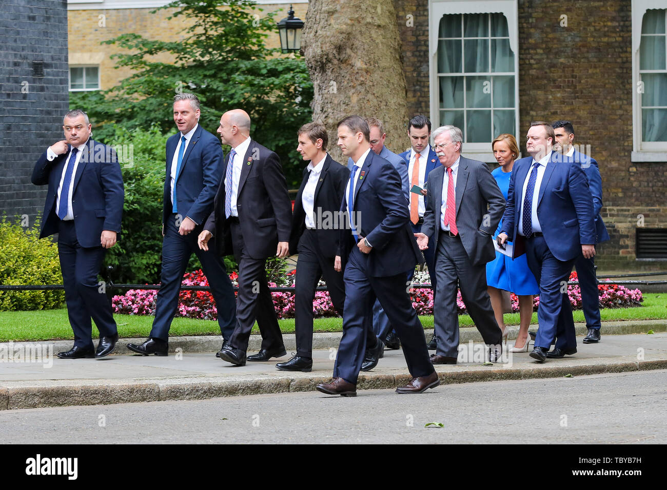 Downing Street, London, UK. 4th June, 2019. John Bolton National Security Advisor of the United States and the US President's entourage arrives in Downing Street as US President Donald Trump and First Lady Melania Trump continues their State Visit to the UK. Credit: Dinendra Haria/Alamy Live News Stock Photo