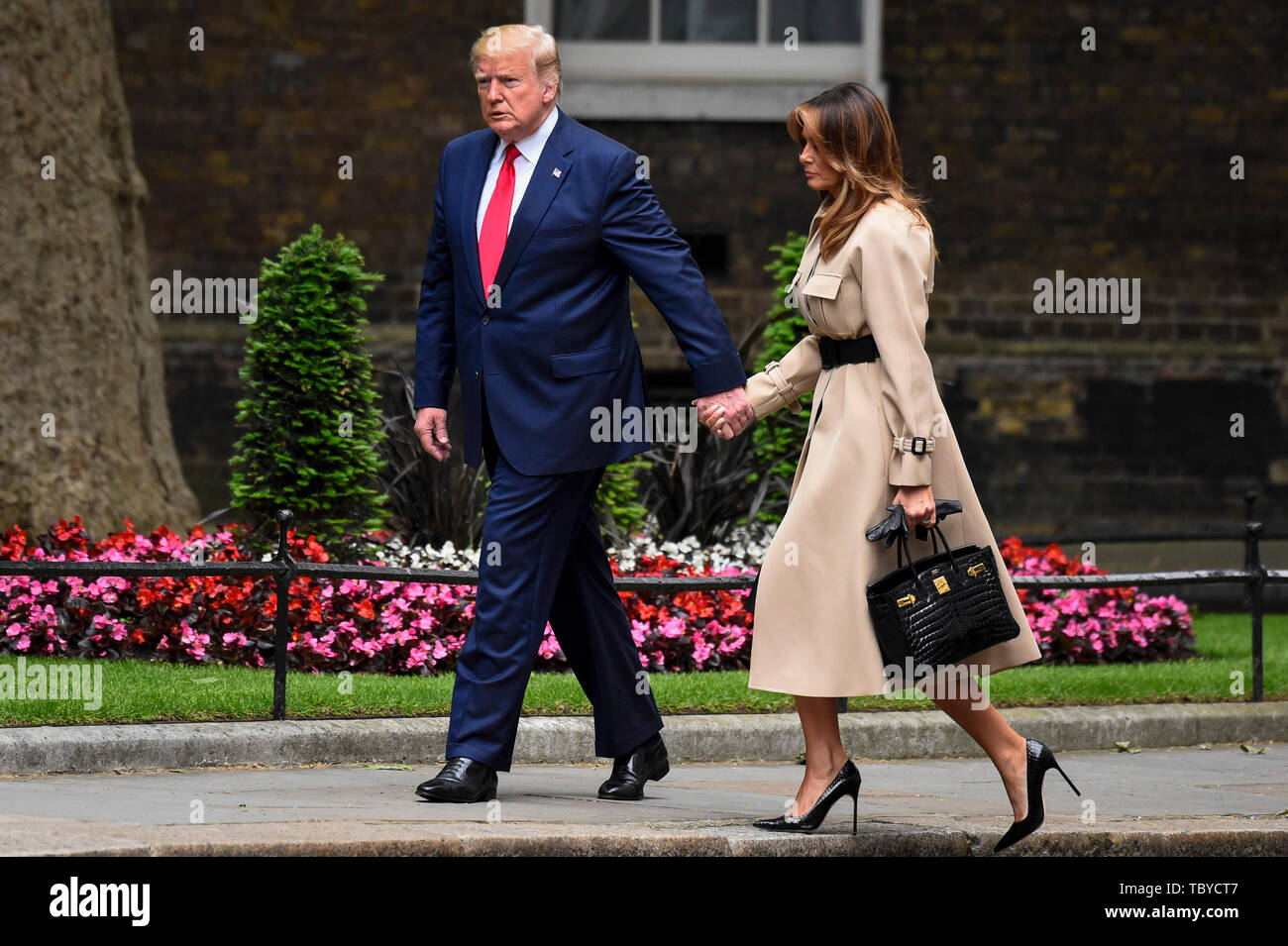 London, UK.  4 June 2019.  US President Donald Trump and Melania Trump arrive in Downing Street to meet outgoing Prime Minister Theresa May for talks, on day two of his three day State Visit to the UK.  Credit: Stephen Chung / Alamy Live News Stock Photo