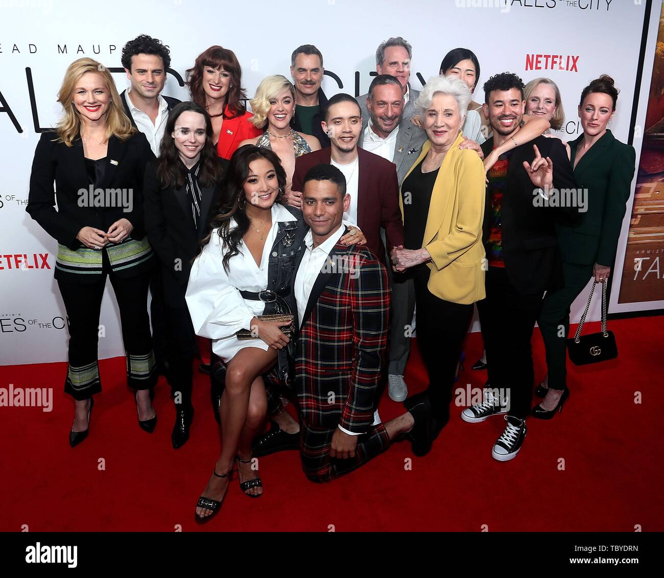 New York, NY, USA. 3rd June, 2019. Laura Linney, Luke Kirby, Ellen Page, Jen Richards, Ashley Park, Lauren Morelli, Charlie Barnett, Murray Bartlett, Garcia, Alan Poul, Michael Park, Olympia Dukakis, May Hong, Dickie Hearts, Barbara Garrick, Samantha Soule at arrivals for TALES OF THE CITY Series Premiere on Netflix, Metrograph, New York, NY June 3, 2019. Credit: Steve Mack/Everett Collection/Alamy Live News Stock Photo