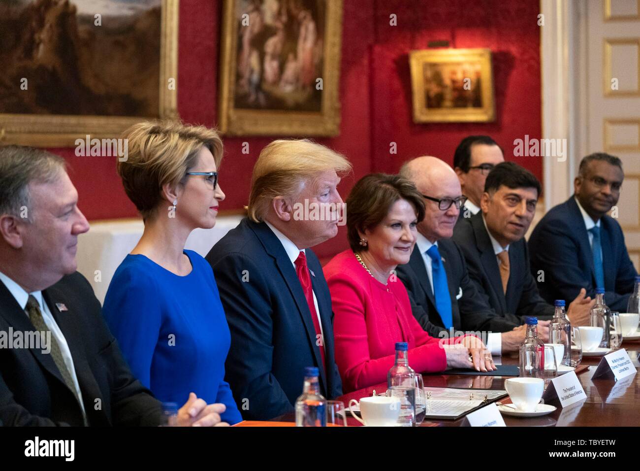 London, UK. 04th June, 2019. U.S President Donald Trump and outgoing British Prime Minister Theresa May hold a business round-table meeting at St James Palace June 4, 2019 in London, England. Credit: Planetpix/Alamy Live News Stock Photo
