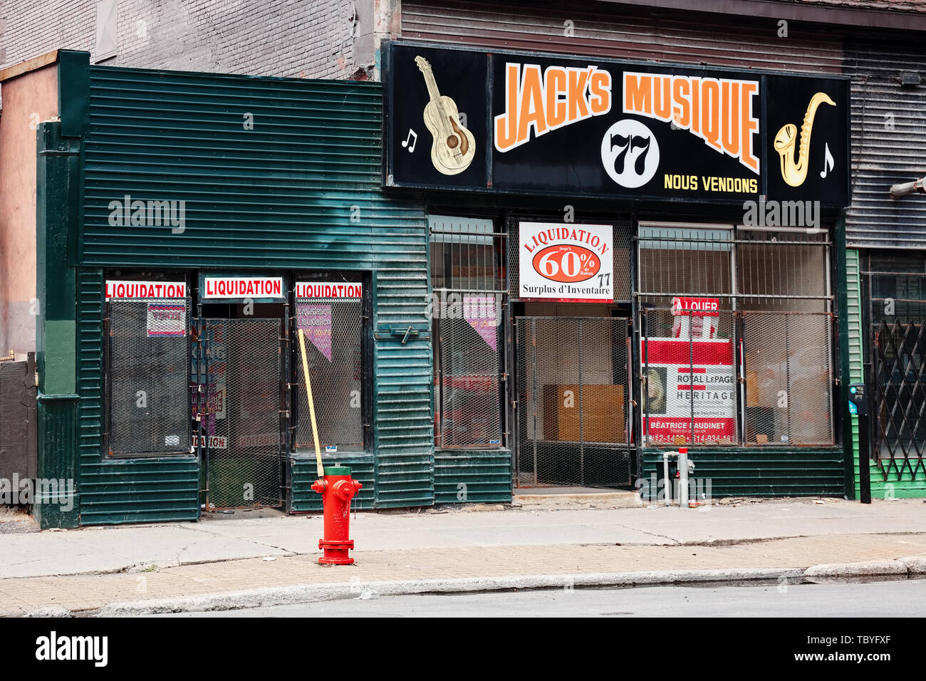 Montreal Canada June 2018 Abandoned vintage music shop in an