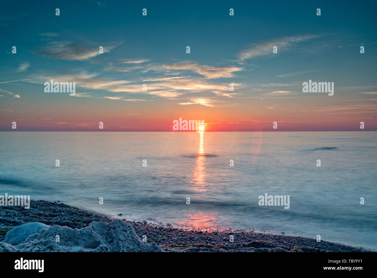 The Sunset over the Baltic Sea Stock Photo - Alamy