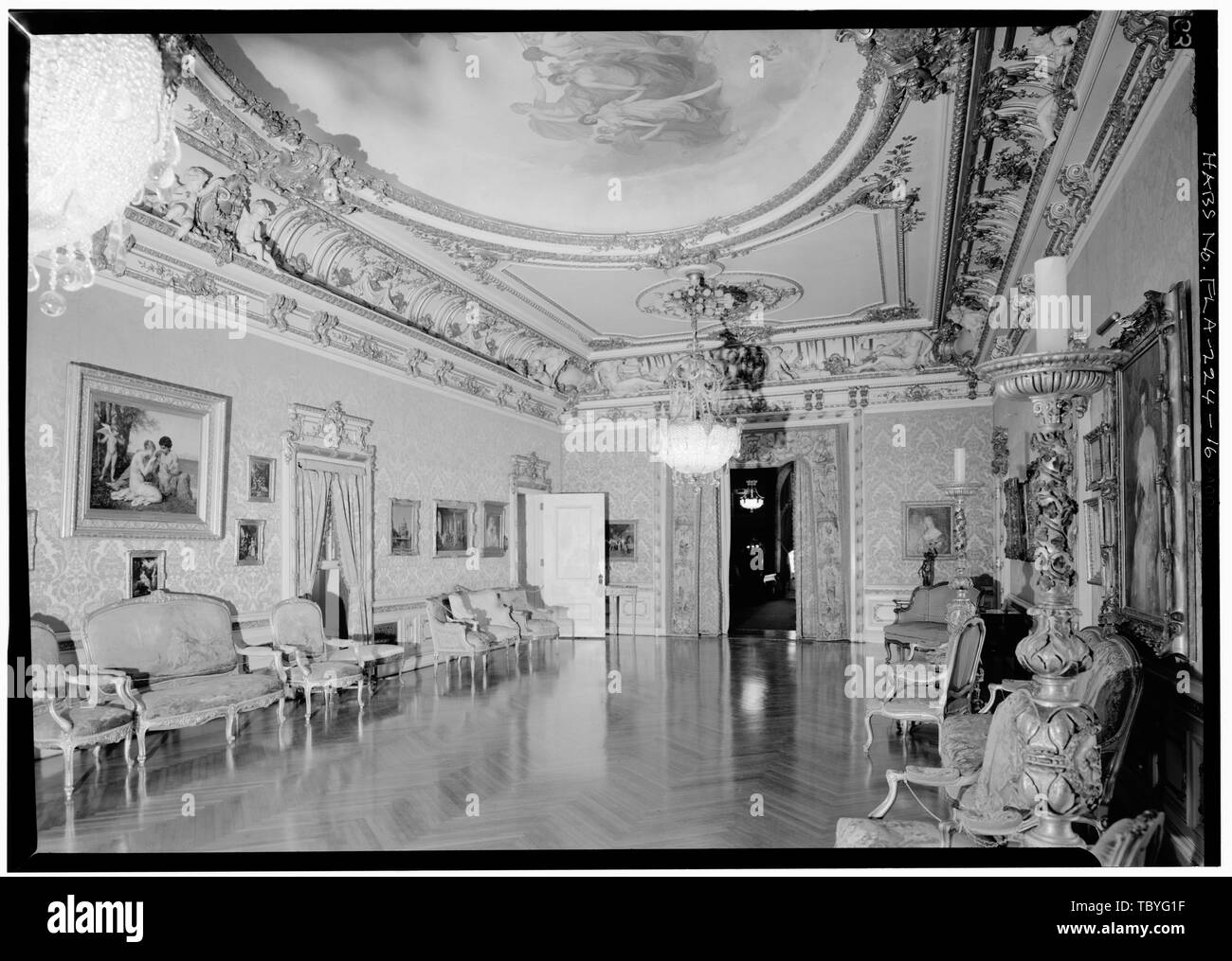 MUSIC ROOM, VIEW FROM WEST  Henry M. Flagler Mansion, Whitehall Way, Palm Beach, Palm Beach County, FL Stock Photo