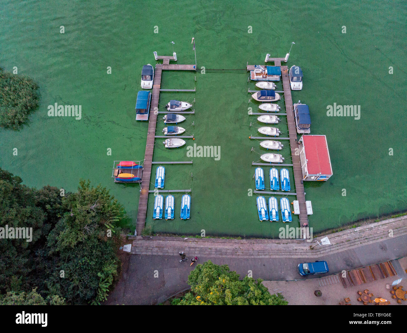 Harbor for boat rental Berlin Köpenick Müggelsee Stock Photo Alamy