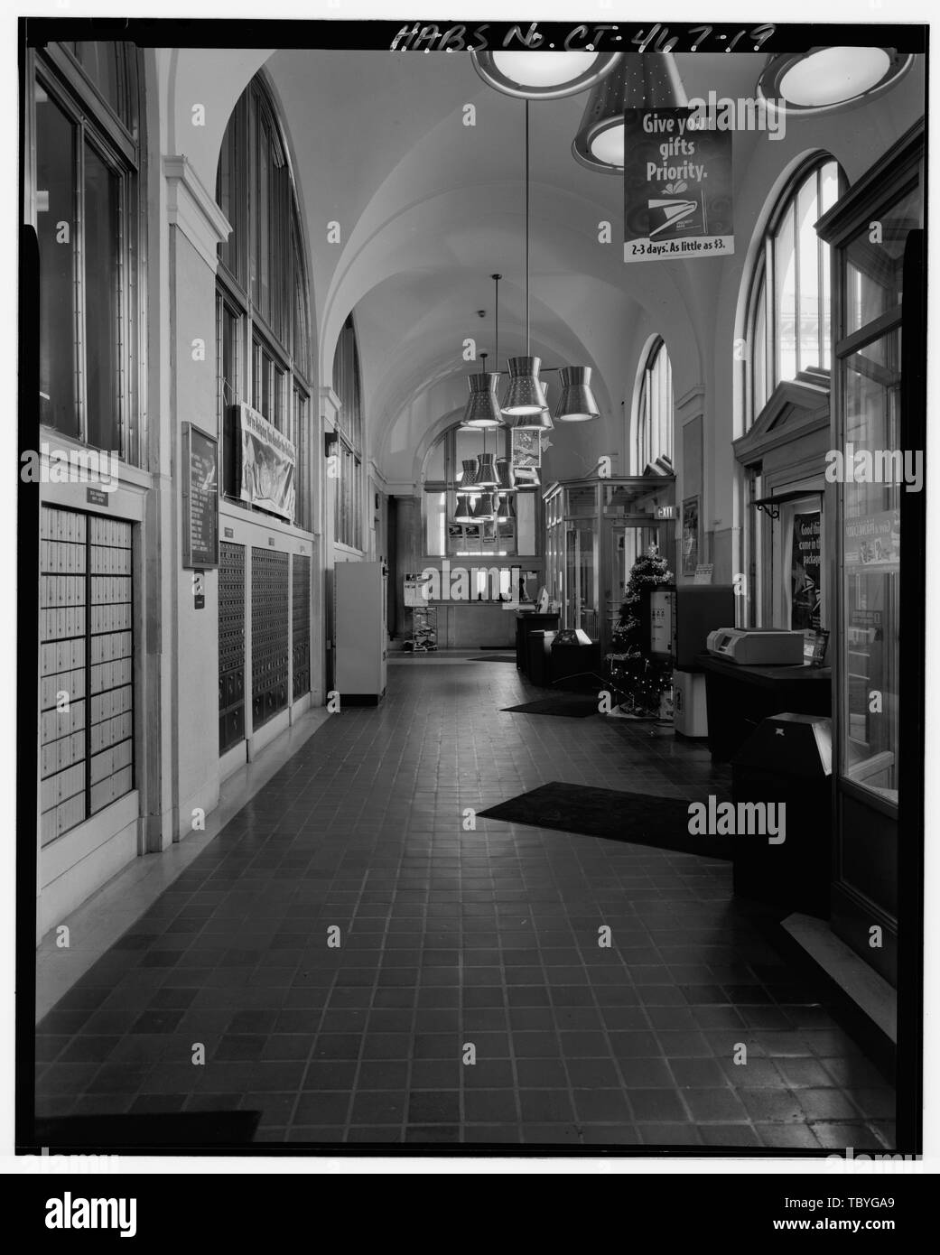 Main (public) lobby looking north Stamford Post Office, 421 Atlantic