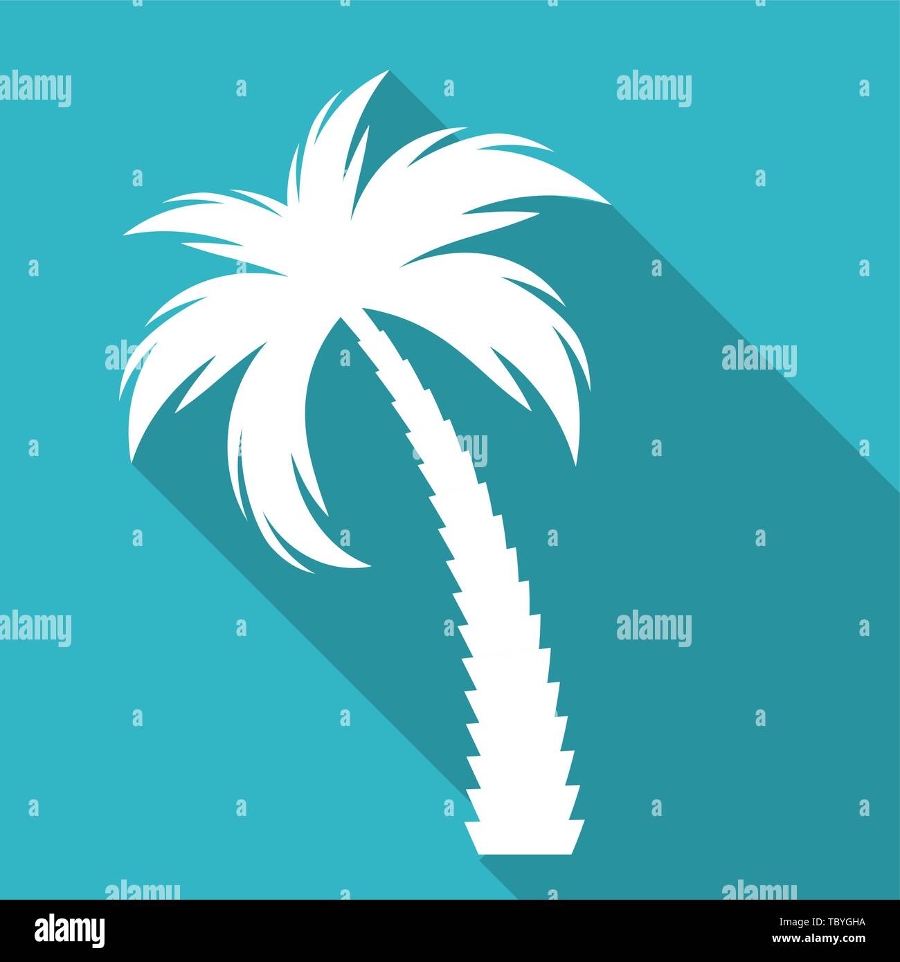 Palm tree silhouette icon with long shadow. Vector Illustration Stock ...