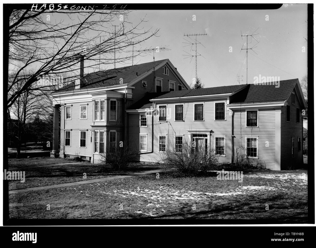 March 1961 NORTH AND EAST ELEVATIONS SHOWING REAR WING  Charles Osgood House, 151 Washington Street, Norwich, New London County, CT Stock Photo