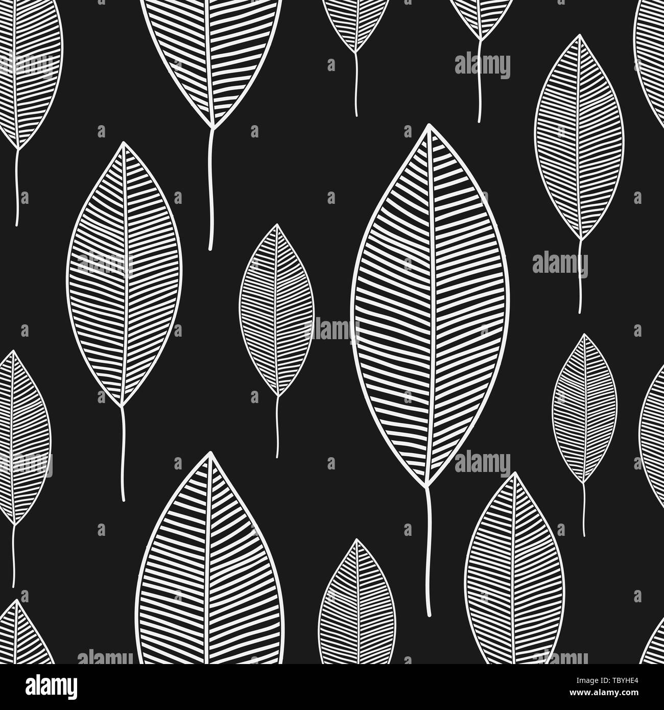 Seamless leafs pattern randomly distributed. Useful for backgrounds, decorations and ornament. Stock Vector