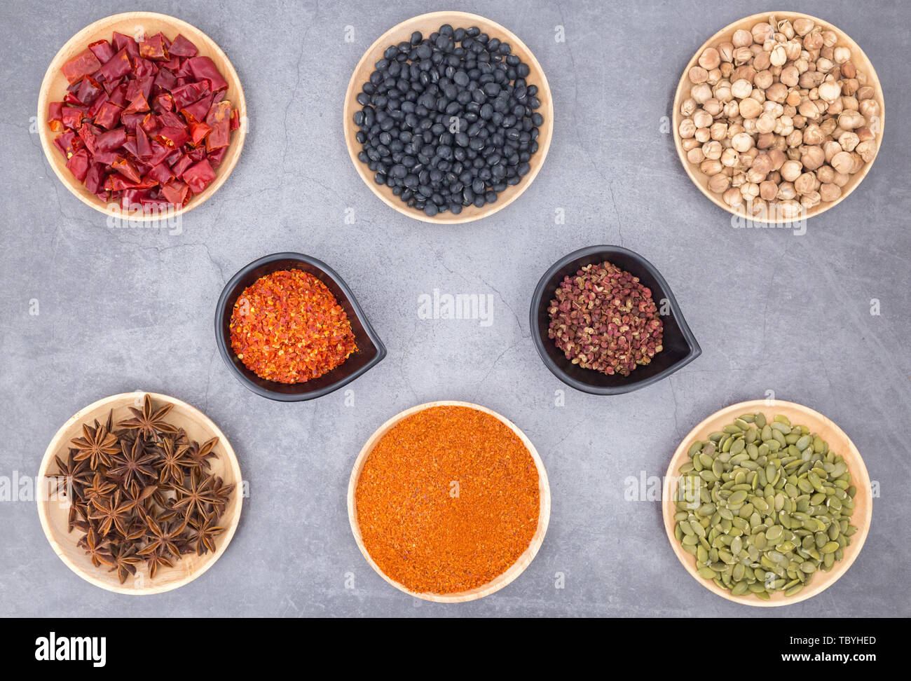 All kinds of seasonings, Chinese seasonings, high angle overhead shot