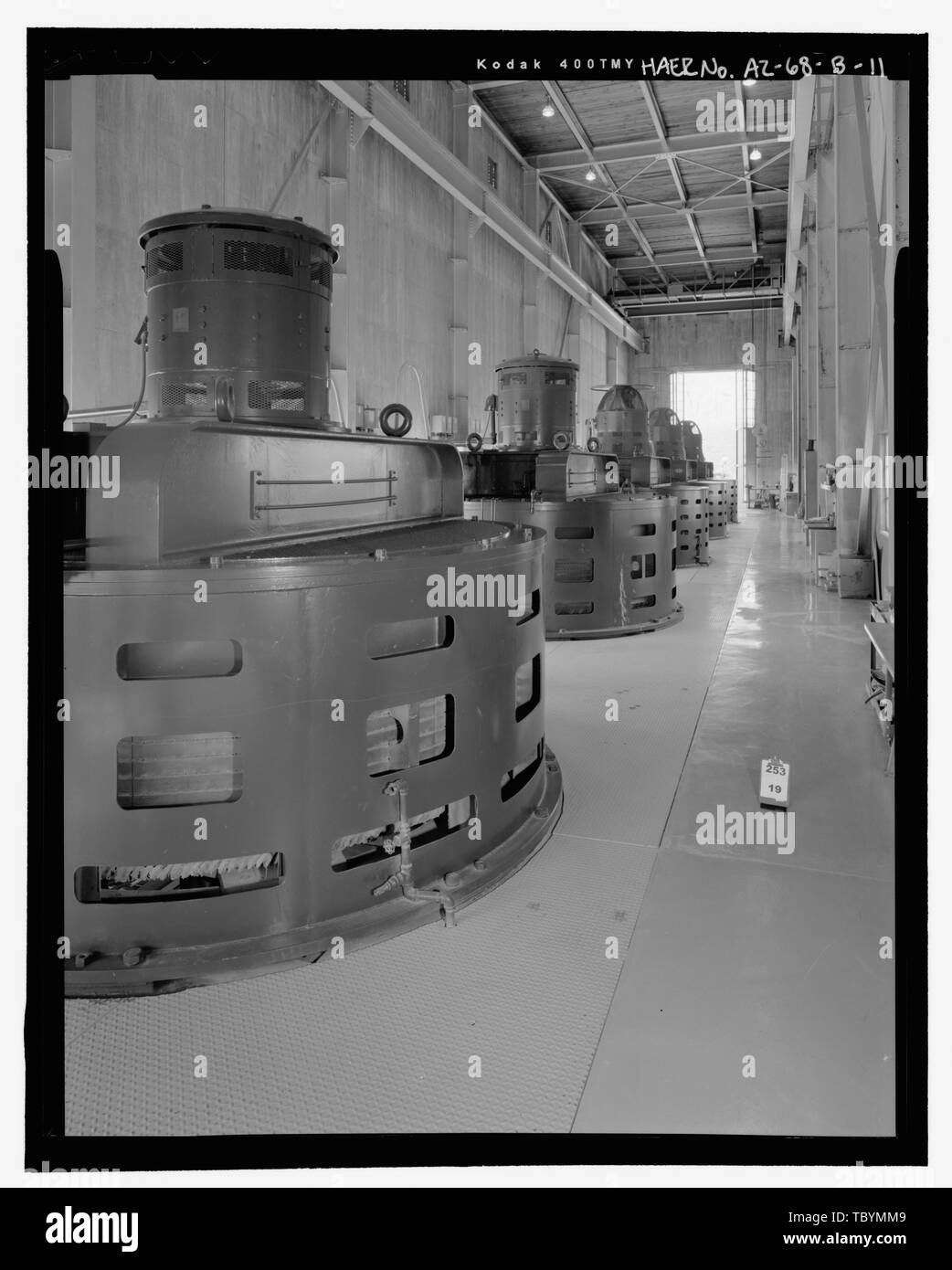 Motor room, view to the north  WelltonMohawk Irrigation System, Pumping Plant No. 2, Bounded by Interstate 8 to south, Wellton, Yuma County, AZ Stock Photo