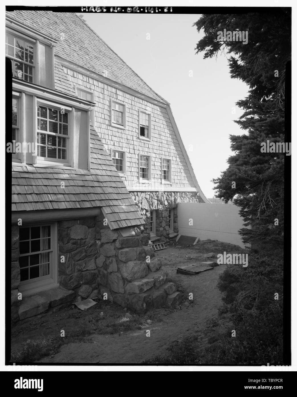 NORTH (REAR) OF WEST WING PAVILLION, LOOKING WEST Timberline Lodge