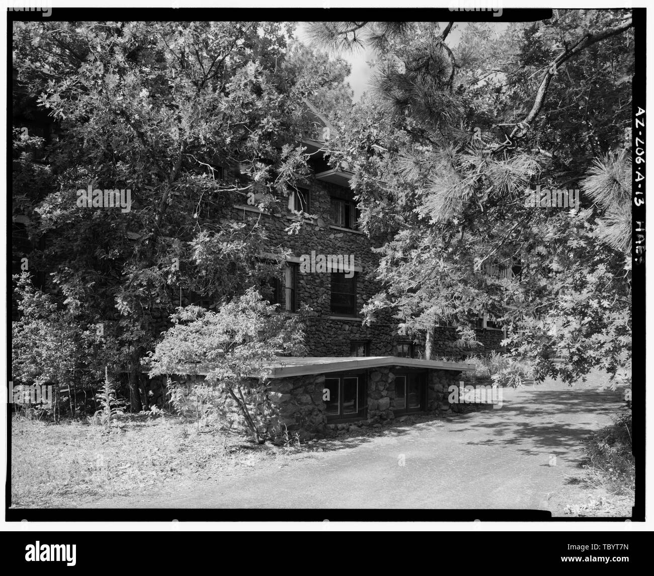 NORTH ELEVATION CENTER VIEWED FROM SAME CAMERA LOCATION AS A12, LOOKING SOUTHWEST  Lowell Observatory, Slipher Building, 1400 West Mars Road, Flagstaff, Coconino County, AZ Stock Photo