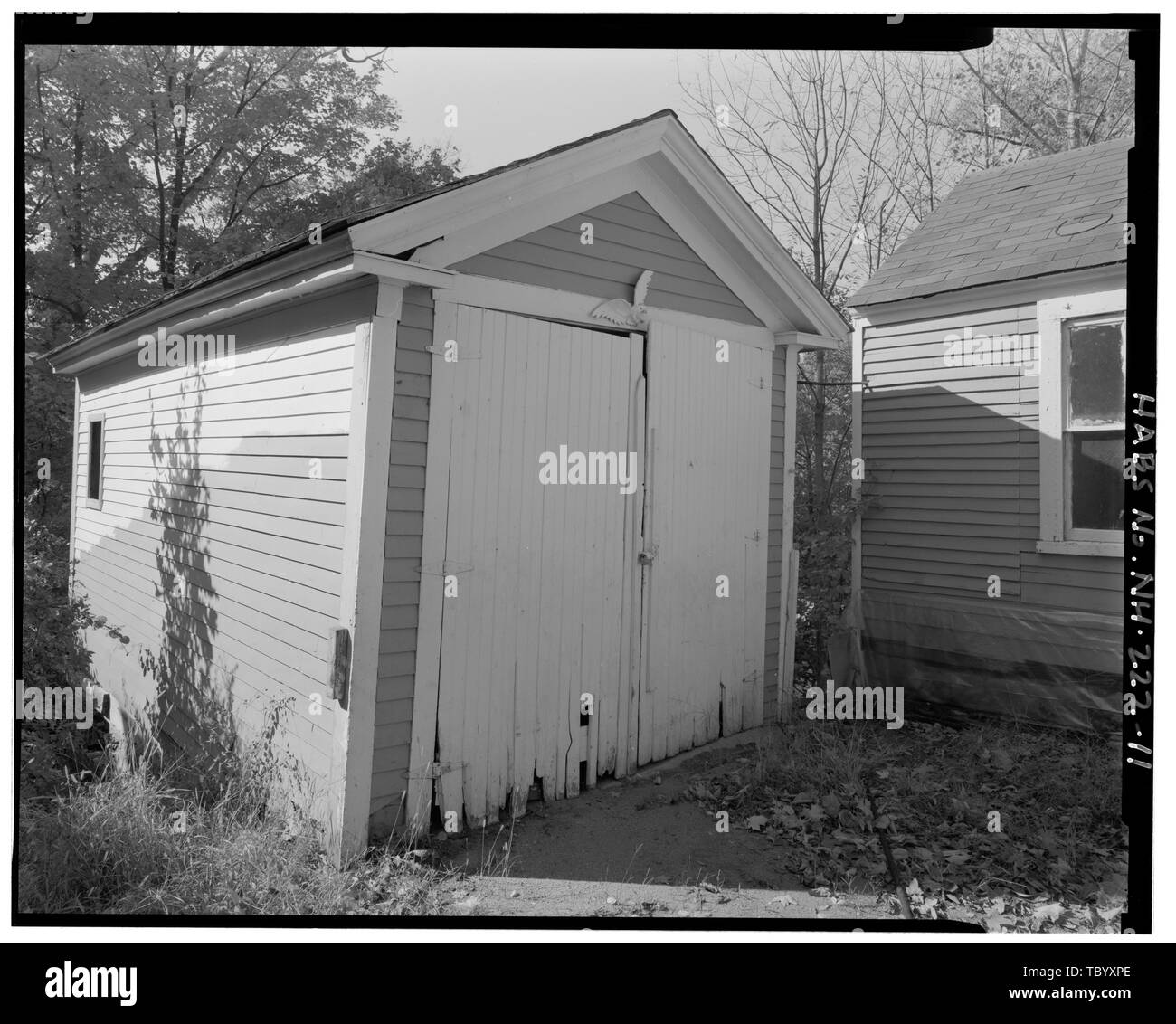 North (front) and east elevations of garage. View looking southwest. Horace ster House, 39