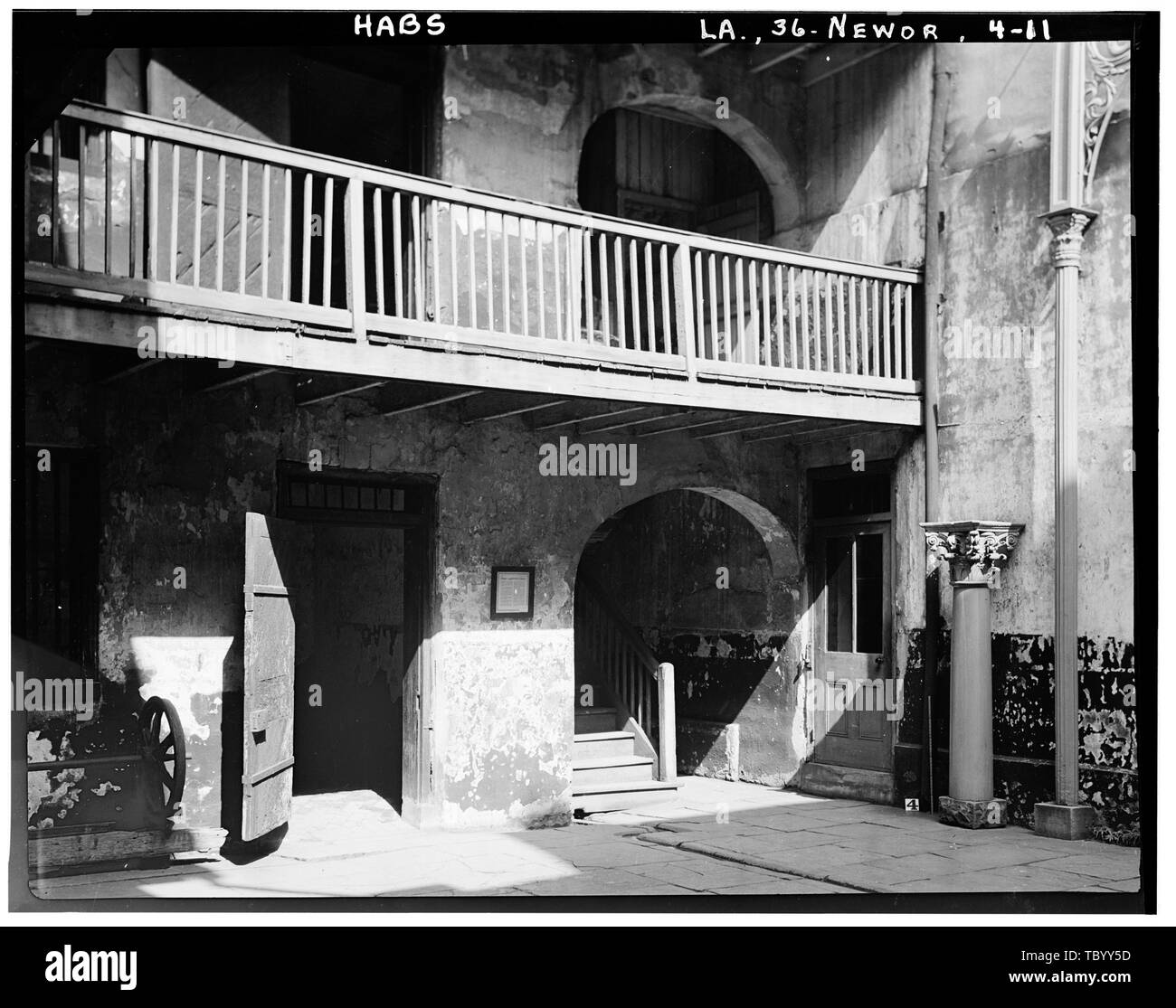 North east wall courtyard. March 1934.  The Cabildo, 711 Chartres Street, New Orleans, Orleans Parish, LA Guillemard, Don Gilberto y Rojas, Don Andres, Almonester Surgi, Louis Stock Photo